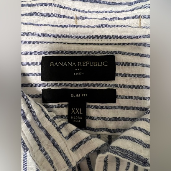Banana Republic Linen Men’s Short Sleeve Button Down Shirt Slim Untucked - Picture 2 of 3